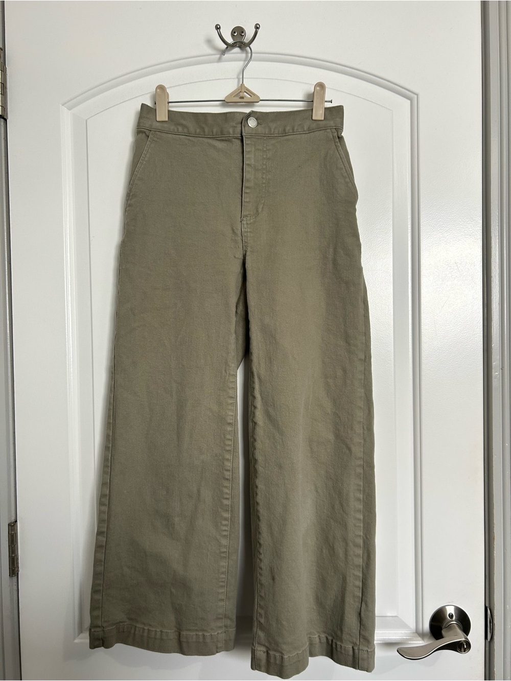 OAK + FORT Twill Wide-Leg Pants Olive Green Size S Fall Preppy Chic Minimalist